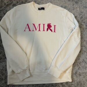 Amiri Playboy Bunny Cream Sweater with Pink Logo